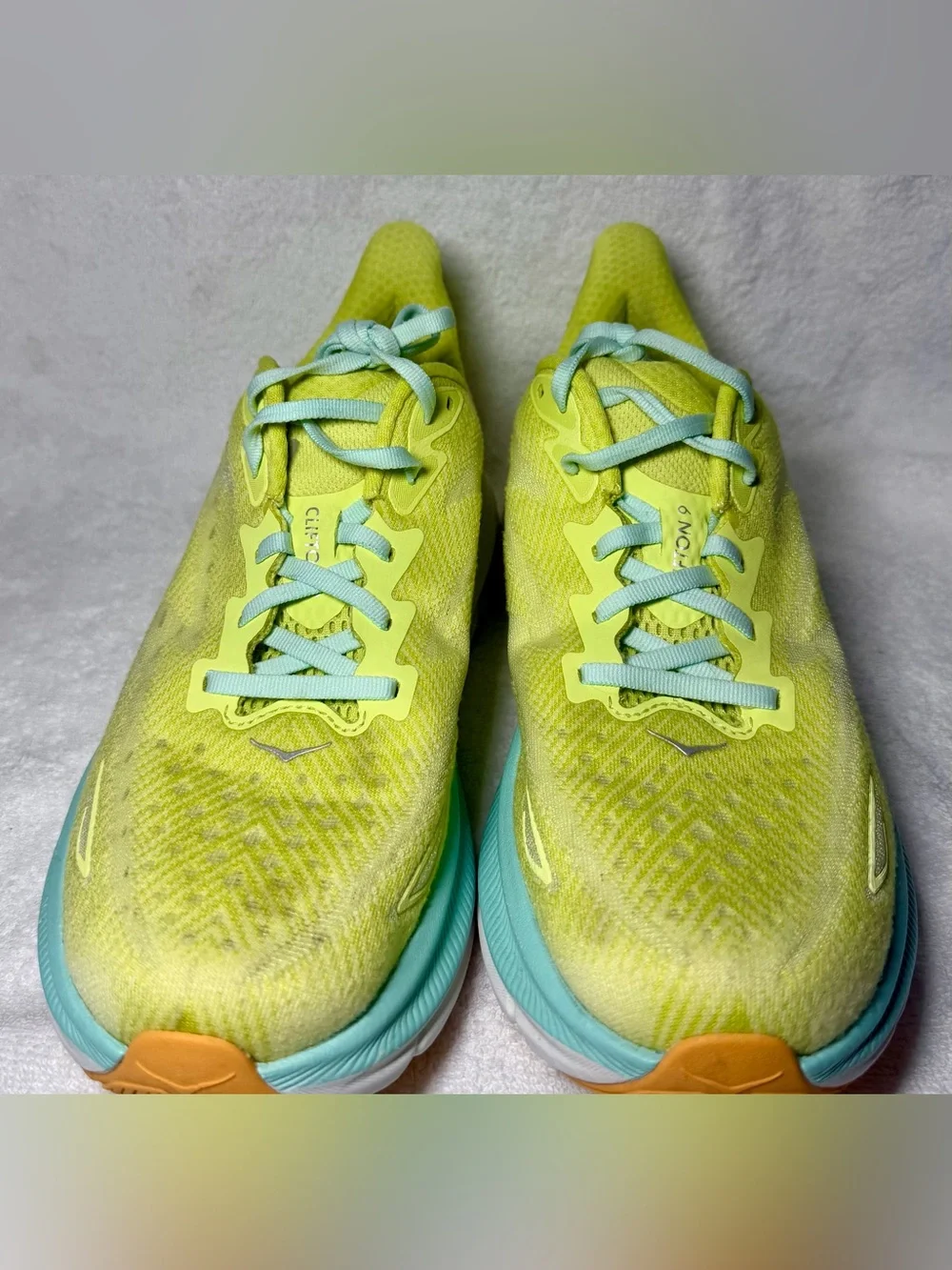 Hoka One One Women's Running Shoes - Yellow with Aqua Trim